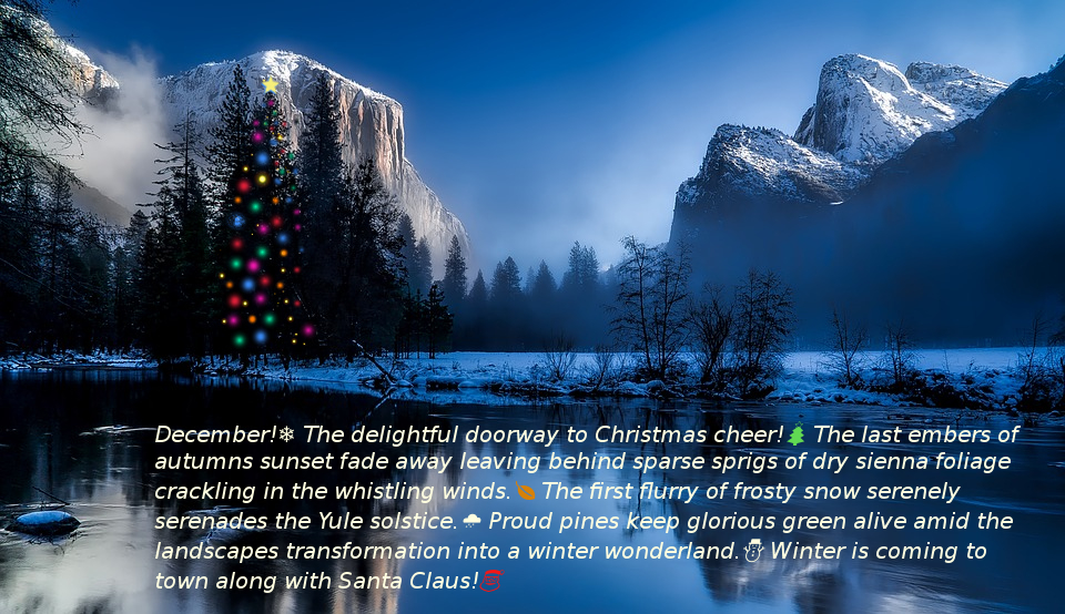 December Poetry With Winter Christmas Background