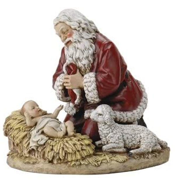 Santa Claus visits the Christ Child.