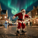Santa Skateboarding-Frosty