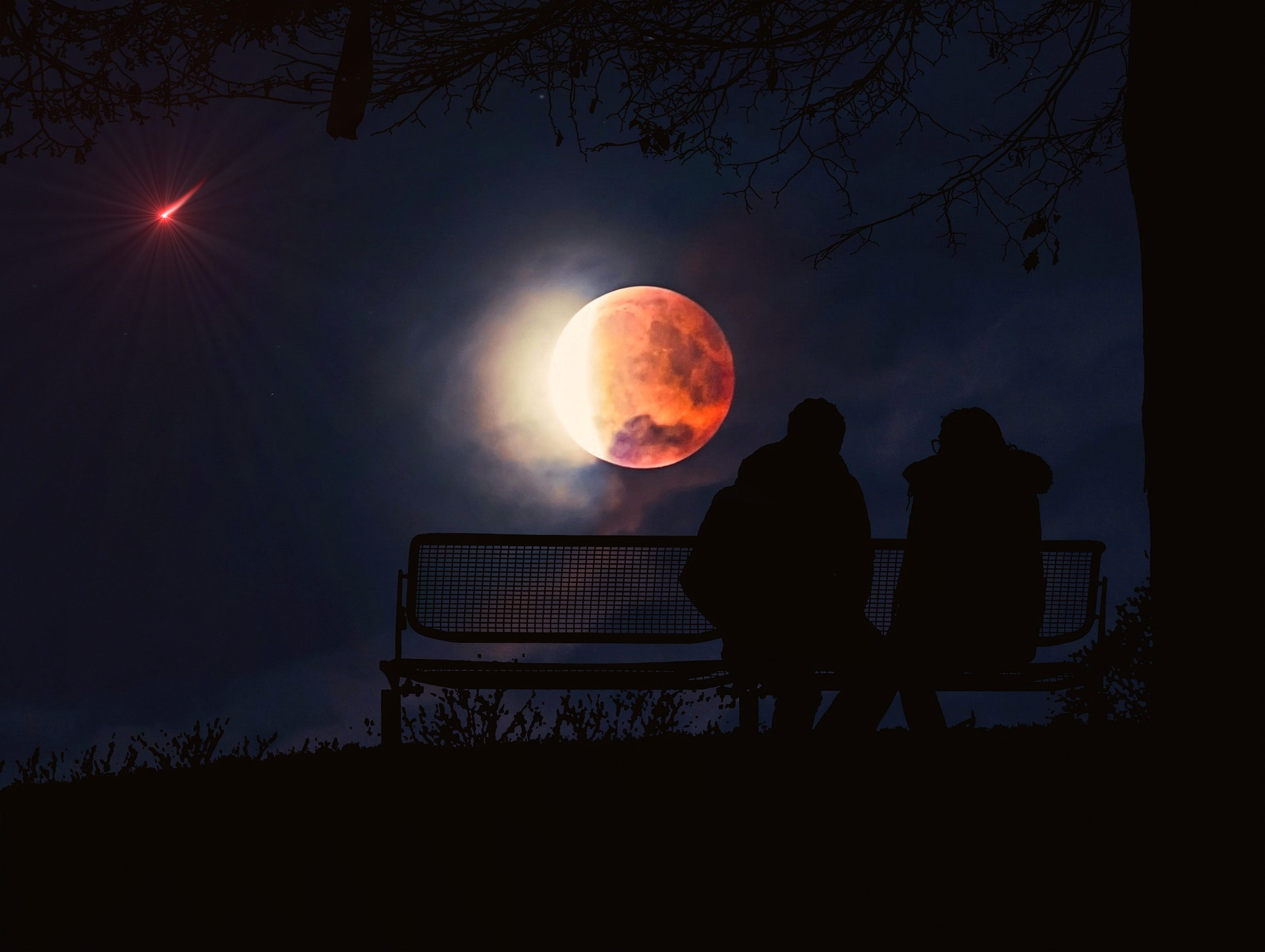 Vampires Enjoy A Lunar Eclipse And Shooting Star