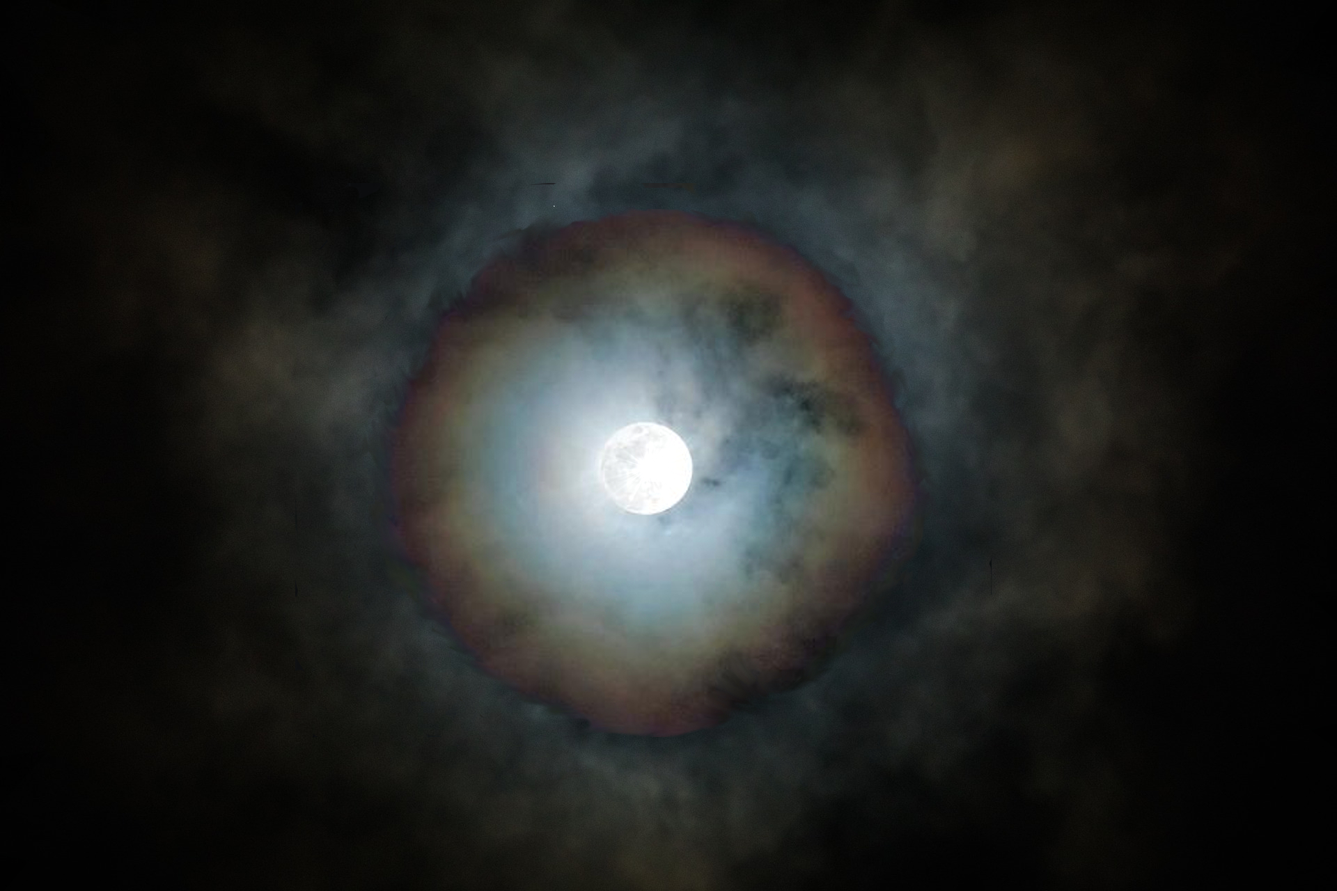 Cloud Halo Around Moon