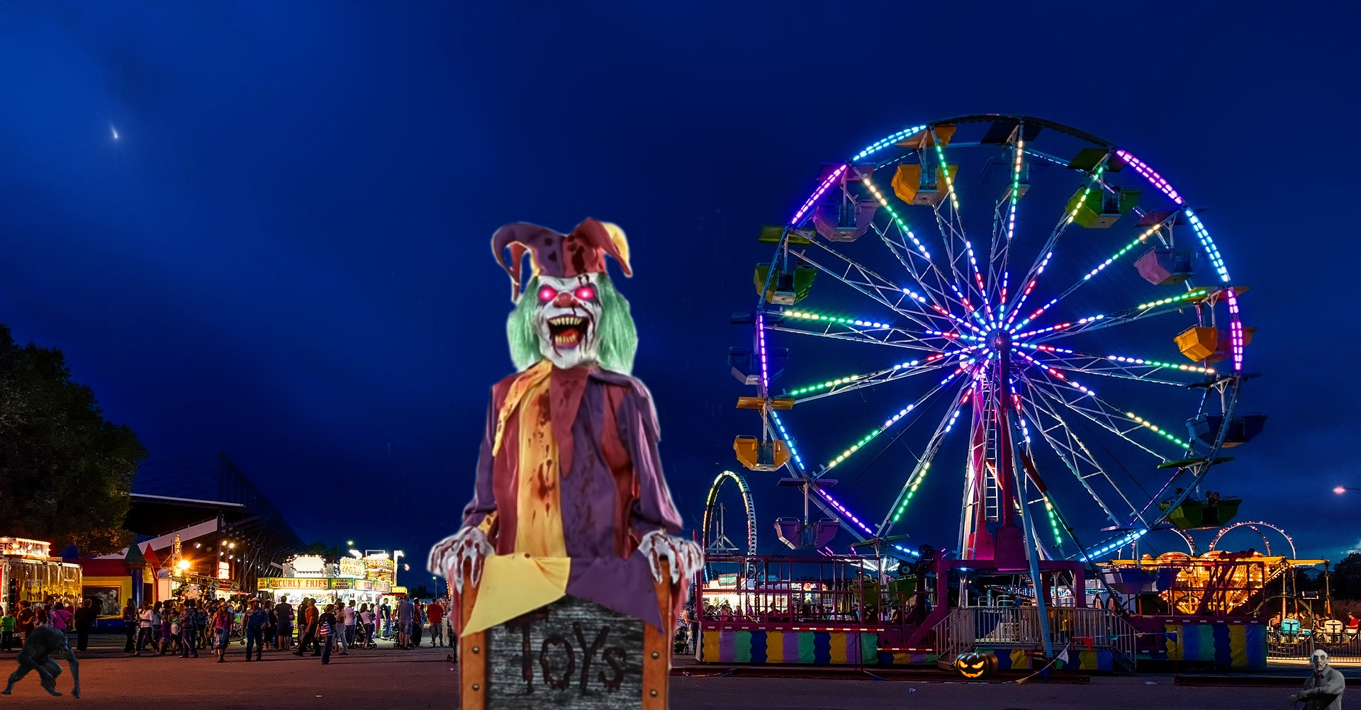 A possessed clown animatronic terrorizes a carnival amid other supernatural creatures looking to stake their bloody claim!