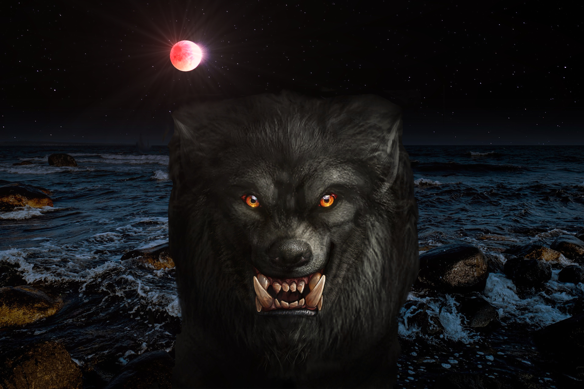 Dark Blood Moon Eclipse Werewolf Warning