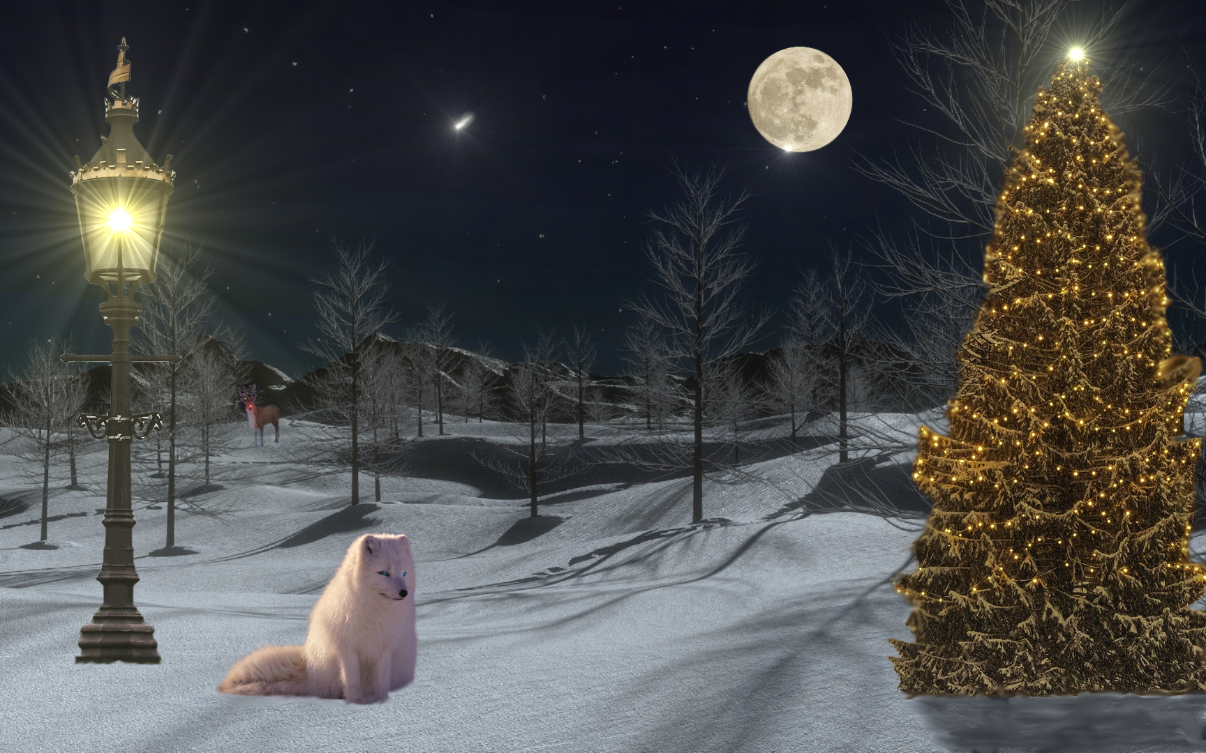 Yule Moon White Werewolf With Rudolph