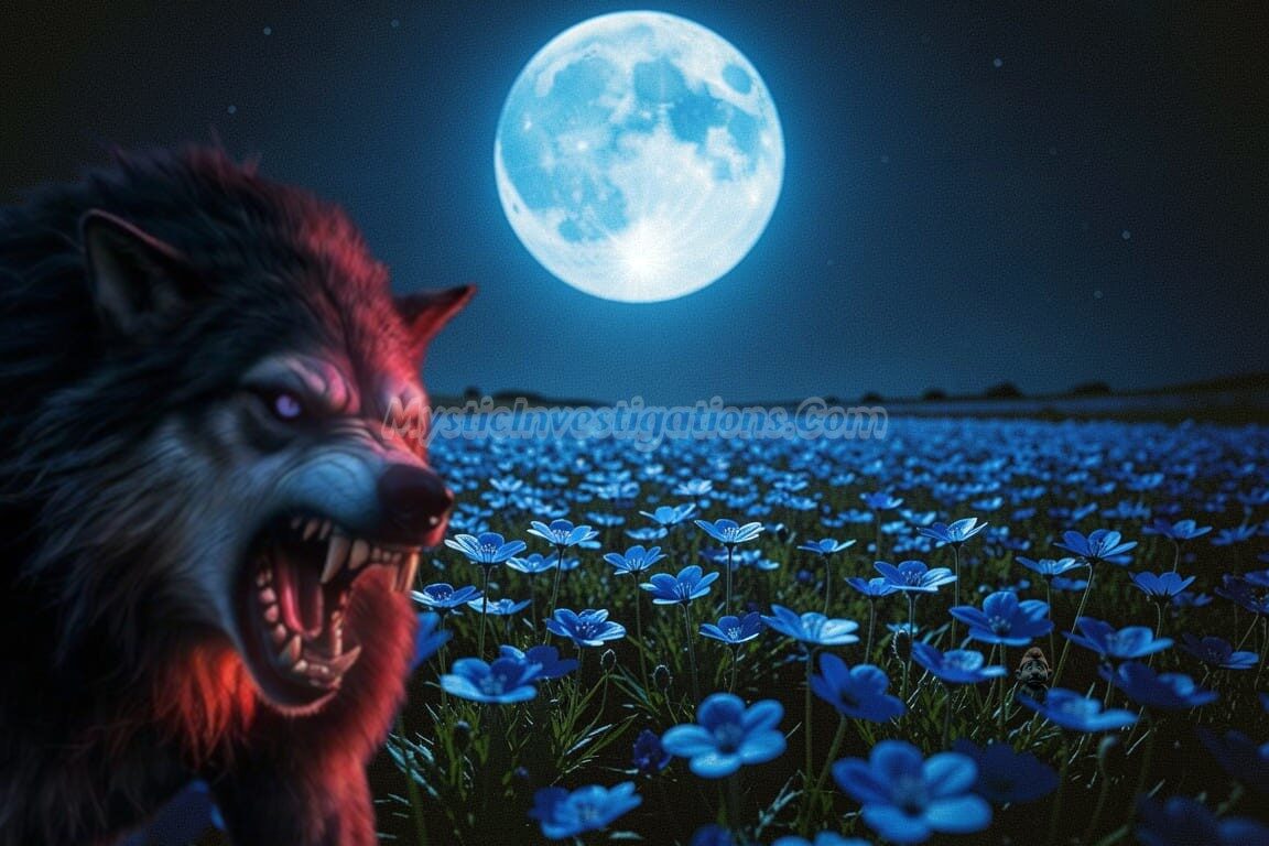 Blue Flower Moon Werewolf